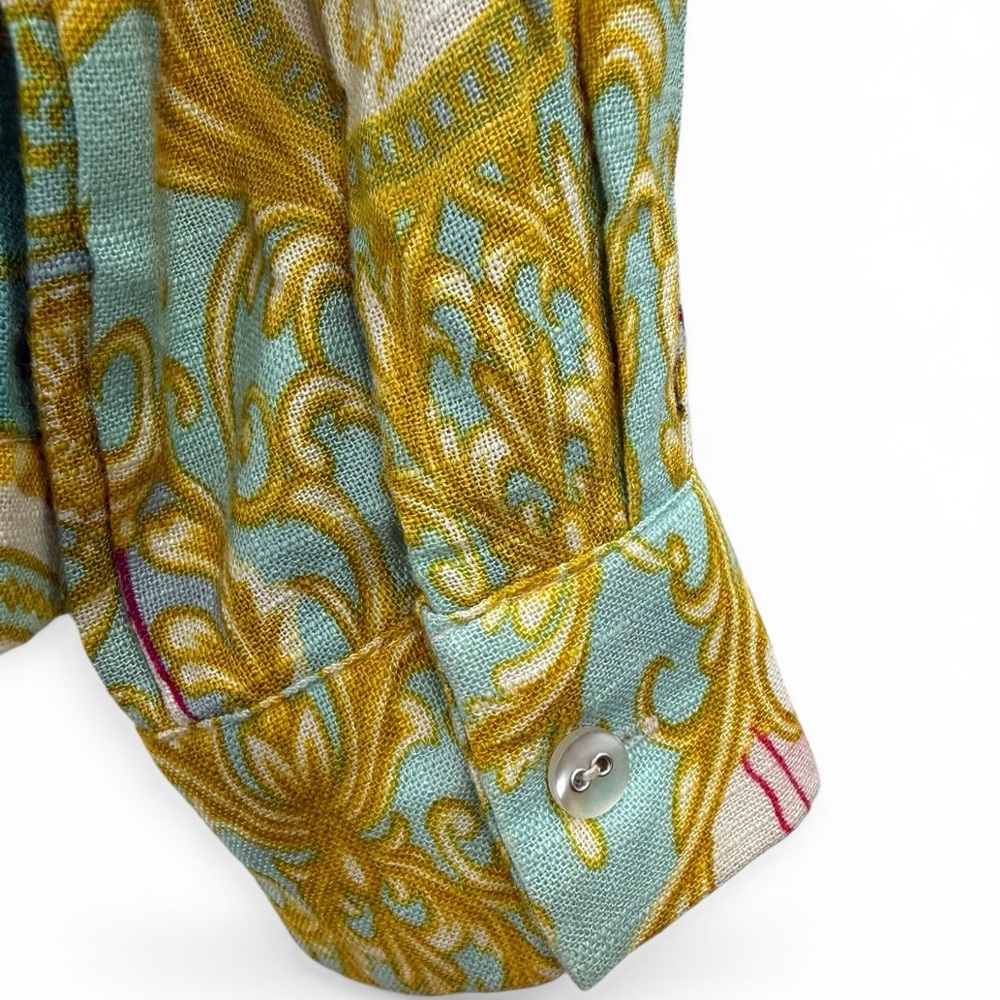 Jane + Delancey Baroque Print Linen Blend Nautical Chain Medallion Top Resort - Picture 5 of 12
